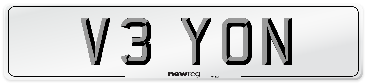 V3 YON Number Plate from New Reg